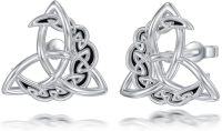 wholesale 925 Sterling Silver Triquetra Knot Stud Earrings Celtic  for Her-Celtic Moon