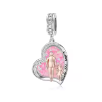 wholesale 925 Sterling Silver Family Love Charm Bracelet for Daughter Mother Lover - Birthday Valentine's Day Gifts-10-Pink Opal