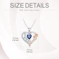 wholesale 925 Sterling Silver Blue Sapphire Heart Rose Gold Plated Flower Pendant Necklace for Women Gifts-0-3