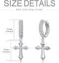 wholesale Silver Cross Pendant Hoop Earrings 925 Sterling Silver Jewelry for Men & Women-0-4