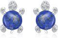 wholesale 925 Sterling Silver Lapis Lazuli Sea Turtle Stud Earrings Hypoallergenic Ocean Jewelry-0-0