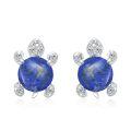 wholesale 925 Sterling Silver Lapis Lazuli Sea Turtle Stud Earrings Hypoallergenic Ocean Jewelry-0-0
