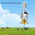 wholesale 925 Sterling Silver Cute Cow Charm With Heart Crystal-0-43