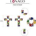 wholesale 925 Sterling Silver Autism Awareness Cross Stud Earrings with Colorful Puzzle Pieces and Heart Design-0-4