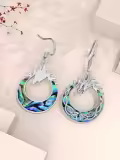 TOUPOP Sterling Silver Abalone Dragon Dangle Drop Earrings-0-2