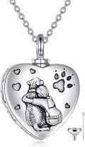 wholesale 925 Sterling Silver Heart-Shaped Pet Urn Necklace with Funnel Filler Kit for Ashes Pendant Jewelry for Women Daughter and Friends-0-0