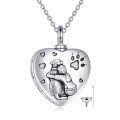 wholesale 925 Sterling Silver Heart-Shaped Pet Urn Necklace with Funnel Filler Kit for Ashes Pendant Jewelry for Women Daughter and Friends-0-0