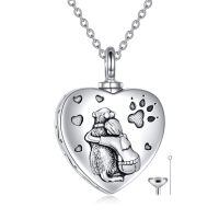 wholesale 925 Sterling Silver Heart-Shaped Pet Urn Necklace with Funnel Filler Kit for Ashes Pendant Jewelry for Women Daughter and Friends-A-Dog