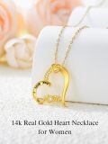 TOUPOP 14K Gold Heart I Love You Mom Pendant Necklace For Women-0-1