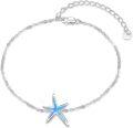wholesale 925 Sterling Silver Starfish Bracelet with White Fire Opal Chain Ocean Jewelry for Women Birthday Gift-0-0