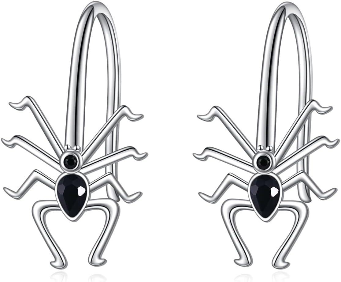 Sterling Silver Spider Earrings for Women Gothic Jewelry Gift for Girls-0-0