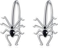 wholesale 925 Sterling Silver Black Crystal Spider Hoop Earrings Gothic Punk Style s for Her-black
