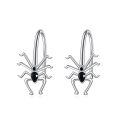 wholesale 925 Sterling Silver Spider Black Zircon Hoop Earrings Platinum Plated-0-0