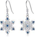 wholesale 925 Sterling Silver Blue Crystal Snowflake Dangle Drop Earrings - Holiday s for Women-0-0