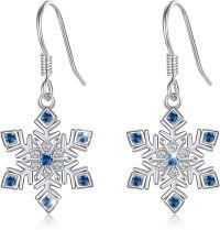 wholesale 925 Sterling Silver Blue Crystal Snowflake Dangle Drop Earrings - Holiday s for Women-Snowflake A