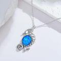 wholesale 925 Sterling Silver Blue Fire Opal Dragon Pendant Necklace s for Women and Girls 43cm Chain Length-0-4