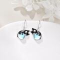 wholesale 925 Sterling Silver & Moonstone Black Cat Earrings for Women – Elegant 1.06 Dangle Jewelry Gift-0-2