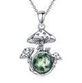 wholesale 925 Sterling Silver Green Moss Agate Mushroom Pendant Necklace for Women Mushroom -0-0