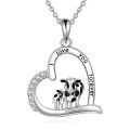 wholesale 925 Sterling Silver Cow Family Love Forever Heart Pendant Necklace Gifts for Women-0-0