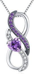 wholesale 925 Sterling Silver & Birthstone Heart Infinity Necklace for Women, Eternal Love Gift, Adjustable Chain, Hypoallergenic, Sensitive Skin Safe-0-0