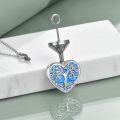 wholesale 925 Sterling Silver Blue Opal Heart Tree of Life Cremation Jewelry Urn Pendant Necklace with Funnel and Key Chain 24  Cable Chain Memorial Keepsake Gift Box Included-0-1