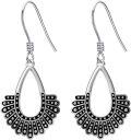 wholesale 925 Sterling Silver Drop Earrings with Black and White Pattern for Women-0-0