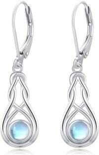 wholesale 925 Sterling Silver Celtic Knot Teardrop Moonstone Drop Earrings Gift for Her-Moonstone