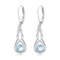 wholesale 925 Sterling Silver Moonstone Drop Earrings Wholesale With Celtic Knot Design-Moonstone