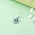 wholesale 925 Sterling Silver Celtic Knot Clover Heart Tree of Life Pendant Necklace Green Stone s for Women-0-2