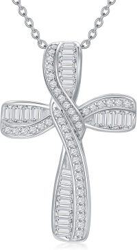 wholesale 925 Sterling Silver Twisted Infinity Crucifix Pendant with Princess Cubic Zirconia - 20 Adjustable Chain-Cross 2 - Twisted infinity cross