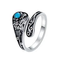 wholesale 925 Sterling Silver Turquoise Adjustable Flower Ring Women s Gift-Flower a