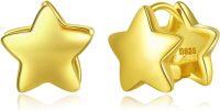 wholesale 925 Sterling Silver Star Shaped Stud Earrings Gold Tone 925 Jewelry for Women-Star