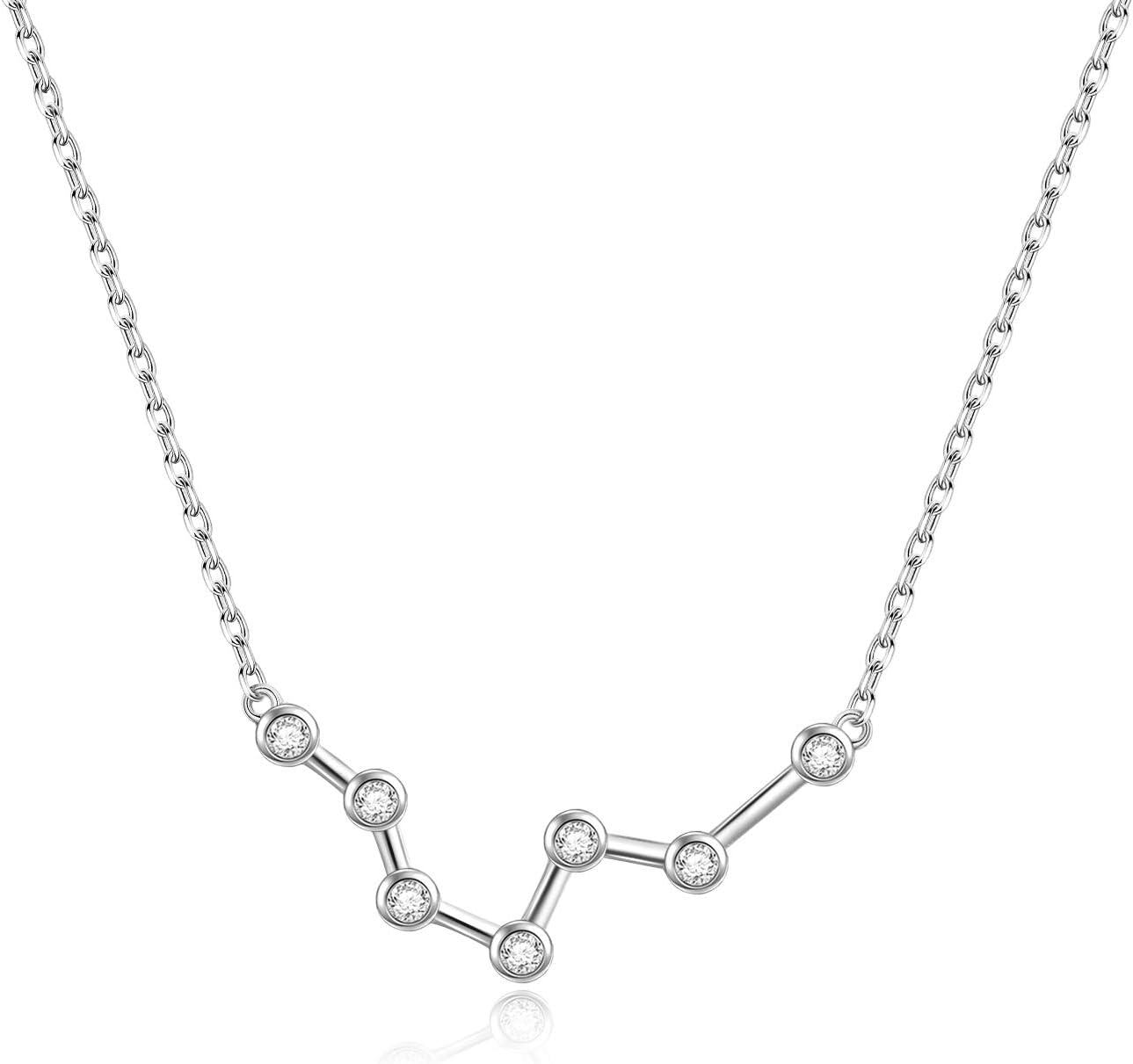 Sterling Silver Austrian Crystal Zodiac Necklace 12 Constellation Astrology Jewelry Gift for Women-02.19 - 03.20 (Pisces)