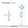 TOUPOP Sterling Silver Blue White Opal Celtic Cross Pendant Necklace-0-3