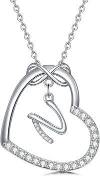 wholesale Sterling Silver Heart Initial Necklace Infinity A Z Letter Necklaces for Women-N