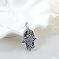 wholesale 925 Sterling Silver Tree of Life Hamsa Hand Evil Eye Abalone Shell Pendant Necklace-0-1