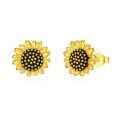 wholesale 925 Sterling Silver Gold Plated Black Crystal Sunflower Stud Earrings - You Are My Sunshine Gift for Women & Mom-0-0