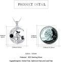 wholesale 925 Sterling Silver Witch and Black Cat Crescent Moon Necklace Gothic Jewelry-0-5
