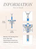 wholesale 925 Sterling Silver Blue Opal Caduceus Angel Wings RN Cross Pendant Necklace-0-3