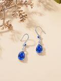 wholesale Sterling Silver Sapphire Teardrop Dangle Earrings, September Birthstone Jewelry for Women, 22x8mm-0-3