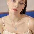wholesale 925 Sterling Silver Blue Moonstone Swirl Floral Pendant Necklace for Women and Teen Girls-0-5