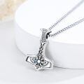 wholesale 925 Sterling Silver Oxidized Thor Hammer Mjolnir Vegvisir Abalone Shell Pendant Necklace-0-3