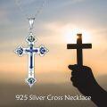 wholesale 925 Sterling Silver Celtic Knot Cross with Blue and Green Enamel Pendants for Women Girls s Chain Length: 46cm (18)-0-2