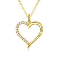 TOUPOP 14K Gold Moissanite Heart Pendant Necklace for Women-undefined