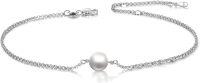 wholesale 925 Sterling Silver Pearl Charm Anklet for Women and Teen Girls-Silver
