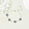 wholesale 925 Sterling Silver Black Crystal Dog Paw Print Charm Bracelet for Women-0-2