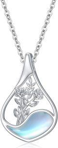 wholesale 925 Sterling Silver Mother of Pearl Floral Pendant Necklaces - Gifts for Her-0-12