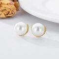 TOUPOP 14K Gold & Pearl Earrings with CZ, 8mm Freshwater Cultured Pearls, Gift for Women-0-4
