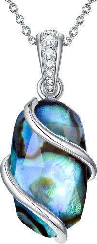 wholesale 925 Sterling Silver Abalone Shell Teardrop Pendant Necklace for Women Mother's Day Gifts-A-Abalone Shell
