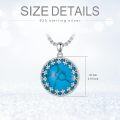 wholesale 925 Sterling Silver Round Blue Turquoise Filigree Pendant Necklace for Women-0-4